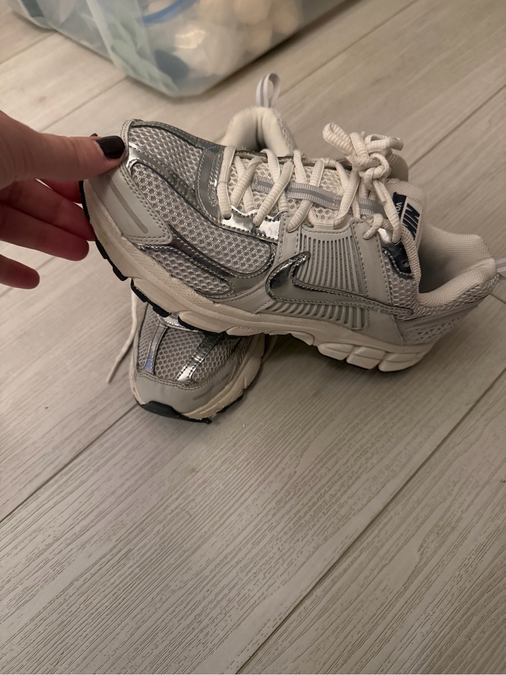Nike Kids Vomero 5 Silver and White Athletic Sneakers